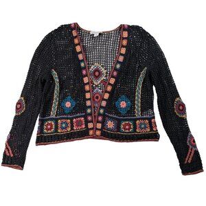Coldwater Creek Multicolor Crochet Sweater Size Small